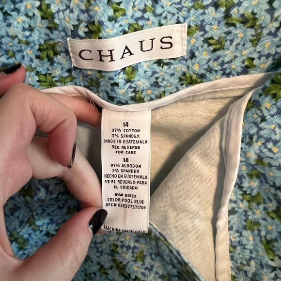 Chaus Pool Blue Floral A-Line Stretch Skirt Size 14 - Picture 4 of 8